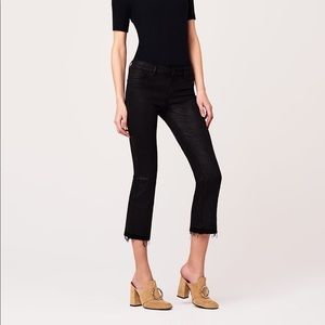 DL 1961 leather-like Mid Rise Cropped Flare jeans